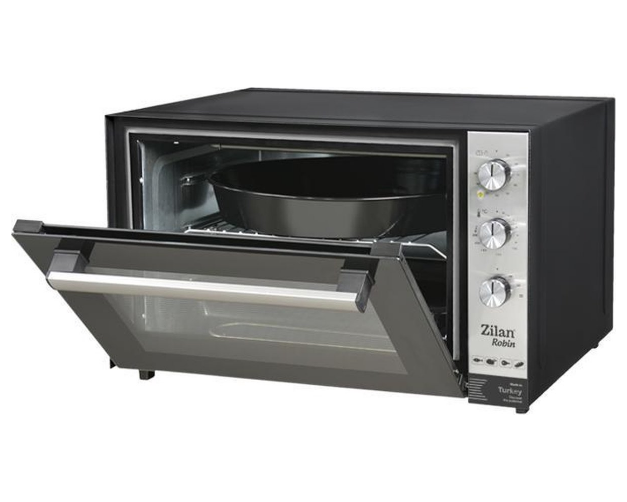 Zilan - XXL 70 L elektrische oven - Vrijstaande hetelucht oven - Geemailleerd - Dubbel glas