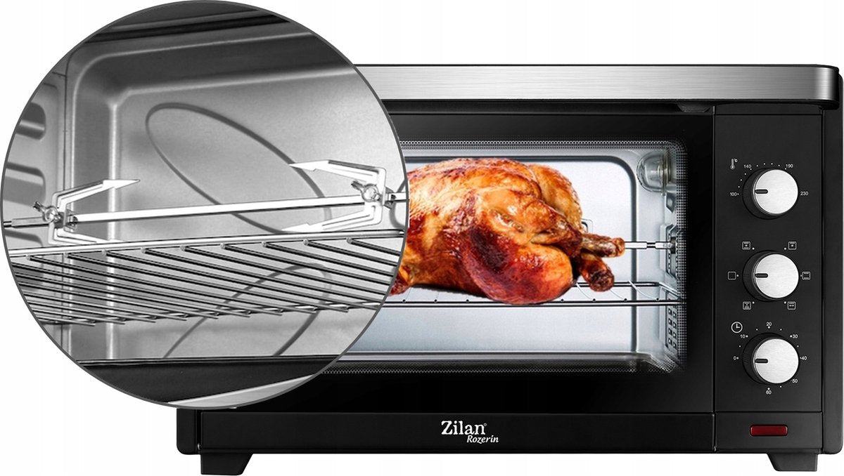 Zilan - XL 45L elektrische oven - Dubbel glas - Geëmailleerd