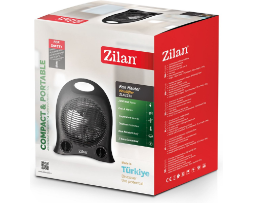 Zilan - Turbo Ventilatorkachel 2000W - Verwarming elektrisch - Elektrische kachel - Zeer krachtig - Black