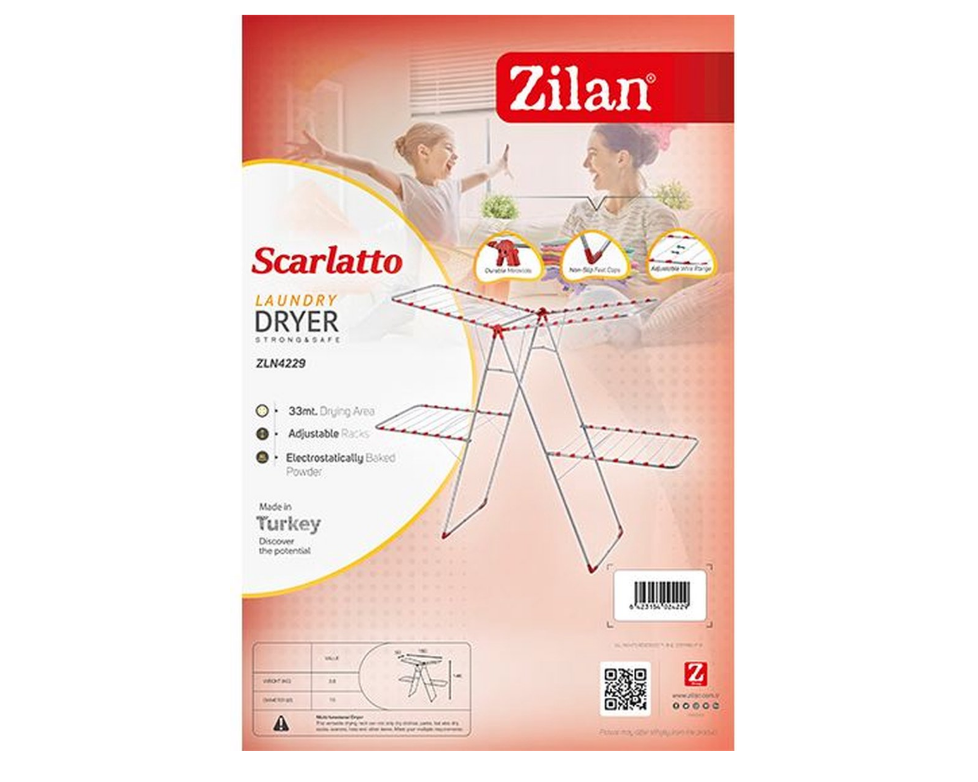 Zilan - Scarlatto 300 - Droogrek - Wasrek - 33 meter - verstelbaar - poedercoating - aluminium