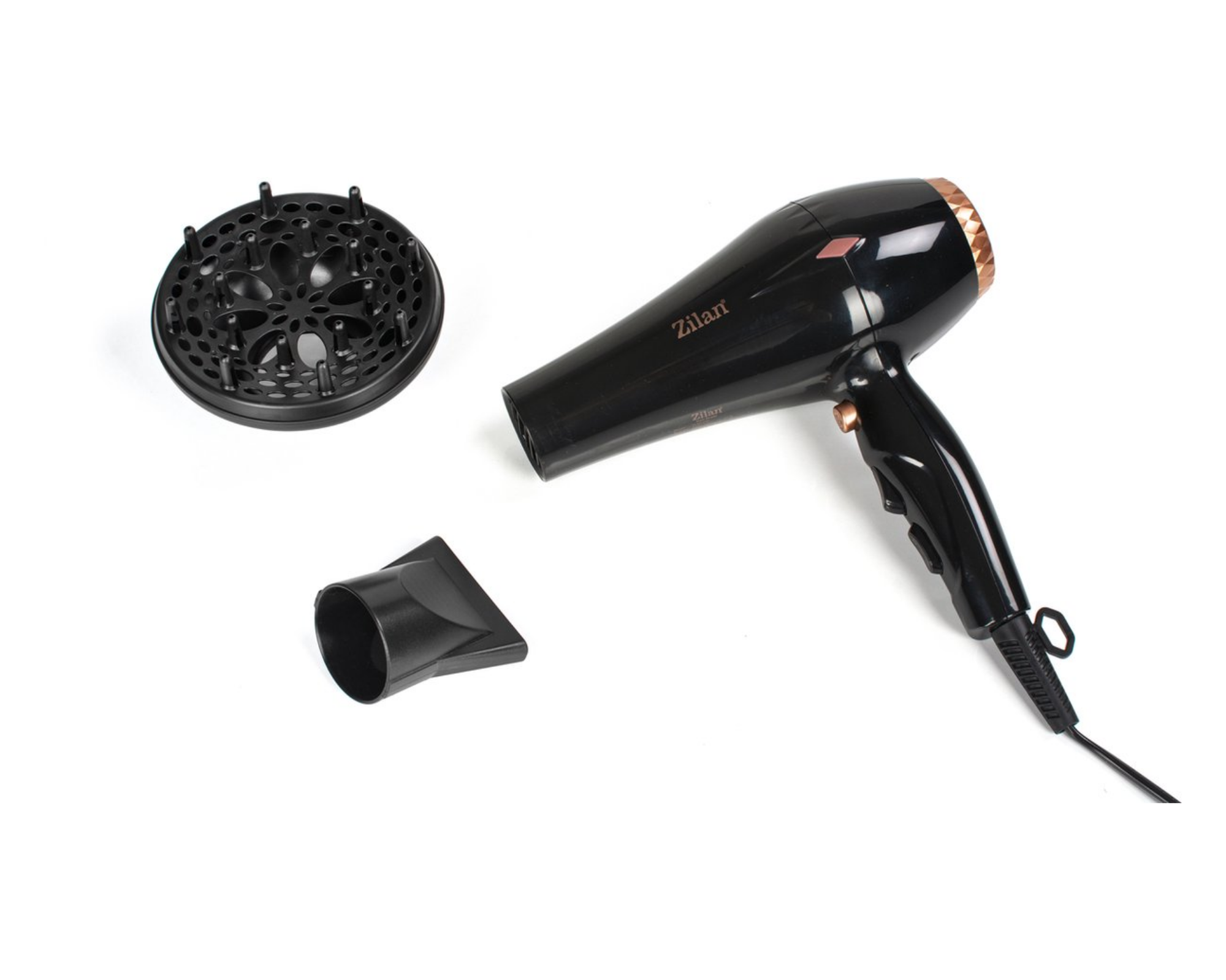 Zilan - Haardroger met diffuser - Fohn met diffuser - Zeer krachtig - 2000 Watt - Gold line
